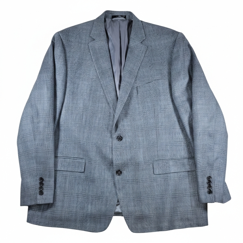 Lauren Ralph Lauren 46R Glen Plaid Sport Coat Blazer Silk Wool Gray LRL
